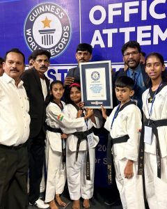 Four Young Mysuru Athletes Participate in Guinness Taekwondo Record Attempt